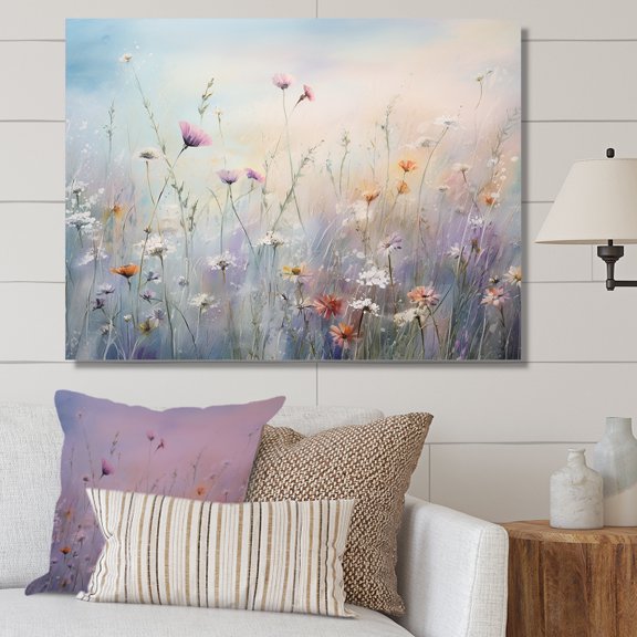 Designart "Meadow Stroll Among Wildflowers I" Wildflowers Canvas Wall Art