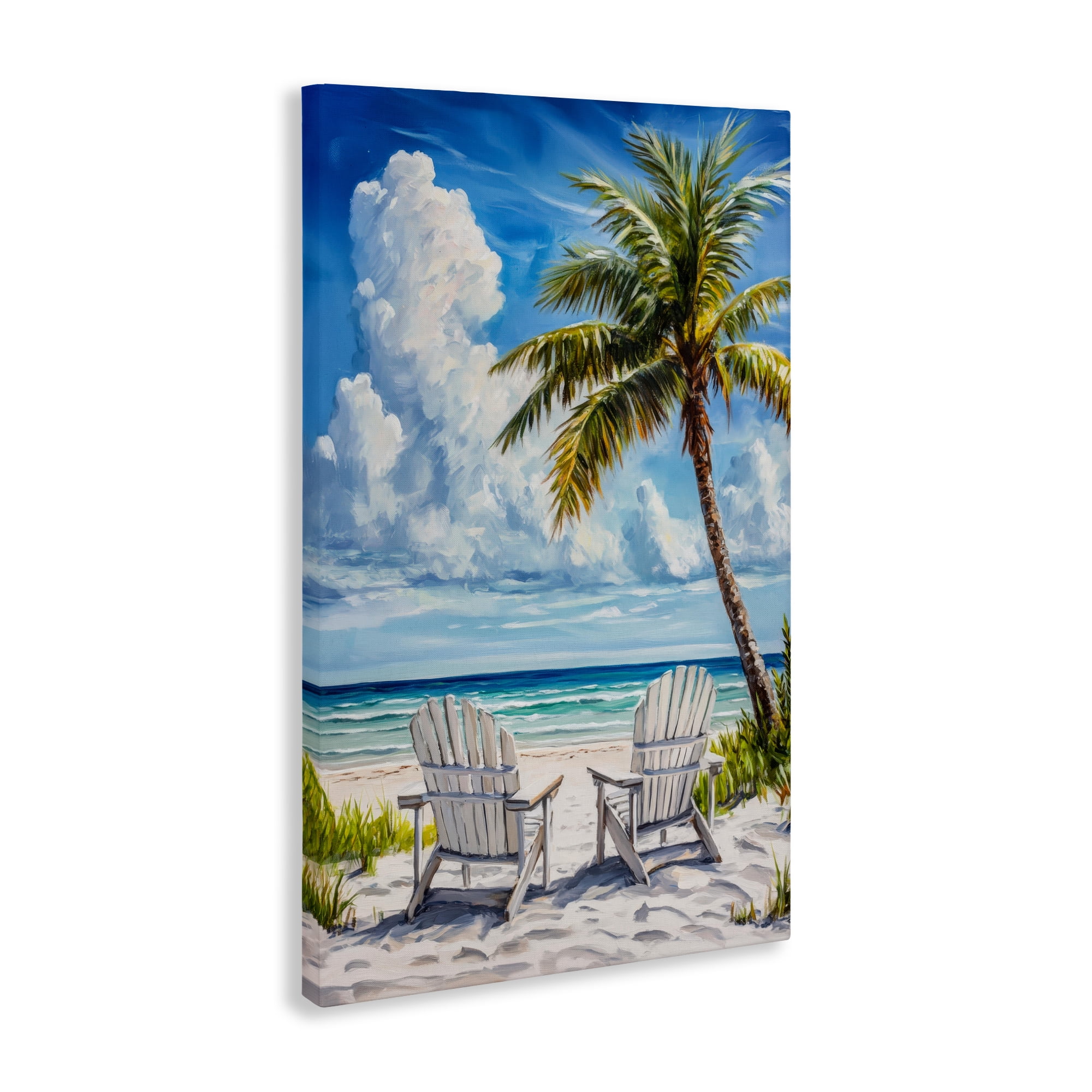 Stupell Industries Clouded Beach with Looming Palm Canvas Wall Art, design by Petal Prints Design