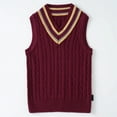 thumbnail image 2 of SGMVNU Girl Cozy Sweater Fall Tops - British Academic Style Knit Vest, Warm Winter Pullover Casual Wear for Kids Boys Children, Kid's Cute Knit Tops(Size 14-15 Years,Brick Red), 2 of 5