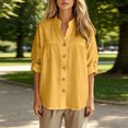 thumbnail image 5 of Njagoc3 Linen Button down Shirt Women Summer Fall Fashion Long Sleeve Cotton Gauze Tops Dressy Casual Work Blouse, 5 of 6