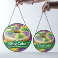 thumbnail image 4 of King Cake Mardi Gras Suncatcher Stained Glass Style UV Printed Glass Funny Carnival Gift Round, 4 of 8