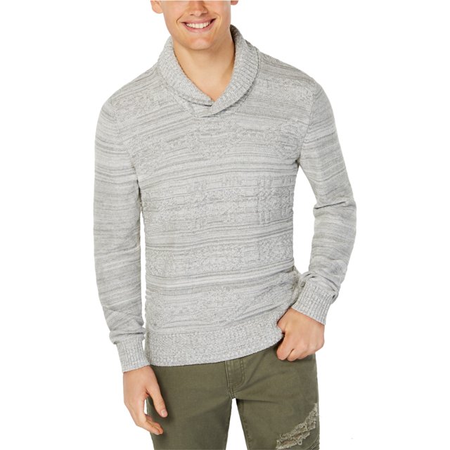 American Rag Mens Jacquard Shawl Collar Pullover Suéter, Gris, X-Large