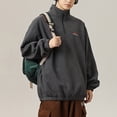 thumbnail image 5 of Maoxin Men's Jacket Men's Vintage Warm Solid Color Half Zipper Pocket Long Sleeved Casual Jacket Gray M, 5 of 5