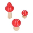 thumbnail image 2 of M Buder Wooden Mushroom Decor 3 Pcs Set Cute Desktop Figurines Red Colorful Ornaments for Home Office Living Room Nursery Decoration 2.87 inches / 7.3 cm Tall Crafted Art Knick-Knacks, 2 of 9
