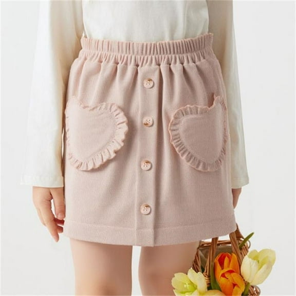 uublik Girls Athletic Skirt Beige Love Mini Skirts High Elastic Waisted Tiered Ruffle Skirt Size 1T-7