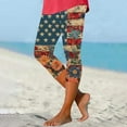 thumbnail image 3 of Maqroz 4th of July Capri Leggings for Women Plus Size Summer High Waist Yoga Pants Independence Day Cropped Trousers Casual Compression Leggings Workout Capris Women Capris, 3 of 6