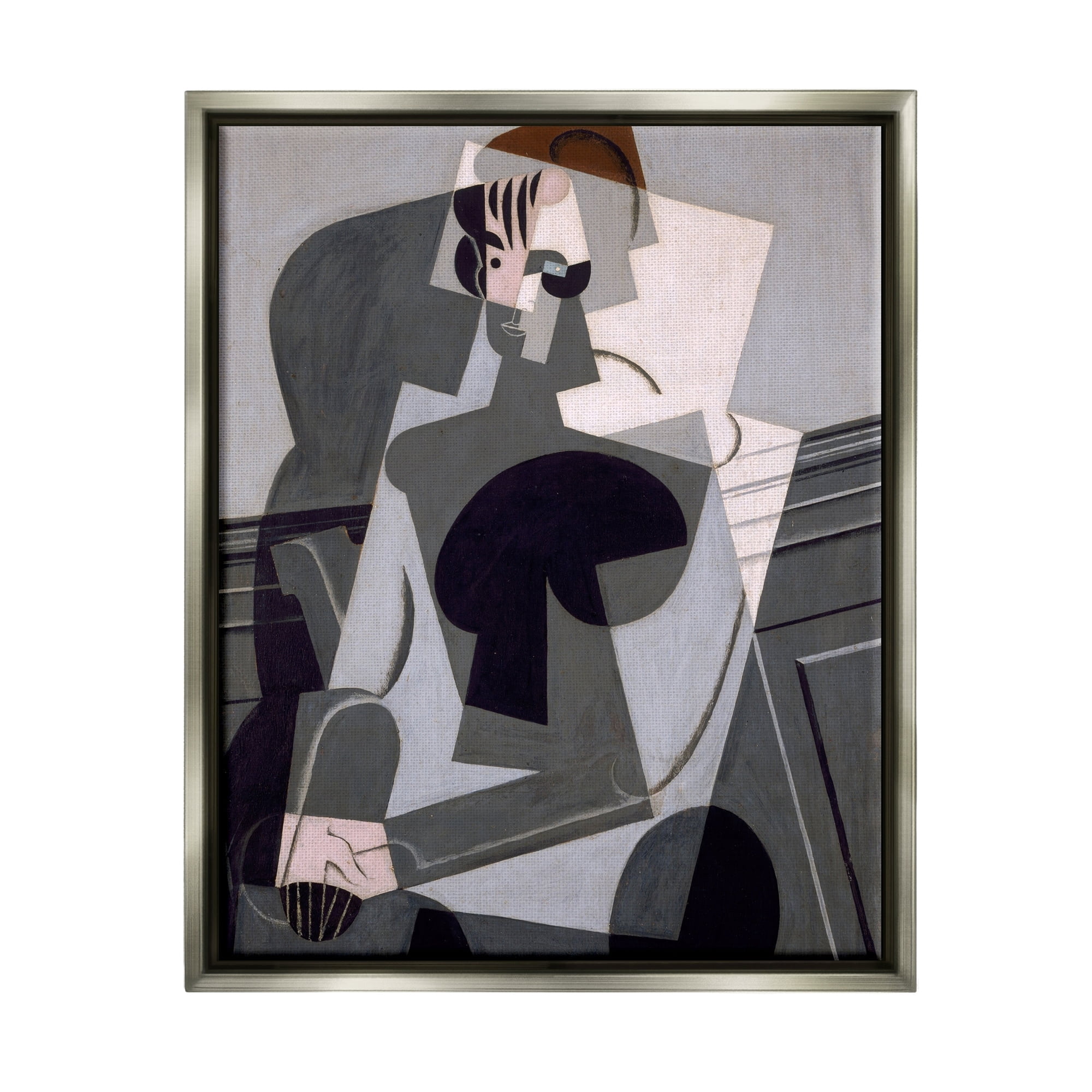 Stupell Industries Portrait de Madame Josette Juan Gris Classic Abstract Painting Painting Luster Gray Floating Framed Canvas Print Wall Art, Design by one1000paintings