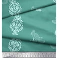 thumbnail image 2 of Soimoi Poly Georgette Fabric Leaves,Bird & Floral Block Printed Fabric 1 Yard 52 Inch Wide, 2 of 3