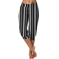 thumbnail image 2 of Snorda Capri Pants for Women Striped Leggings High Waist Leggings Elastic Waistband Casual Jogger Cropped Yoga Capris Ladies Loose Soft Pants for Daily Wear Workout Looks, 2 of 6