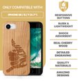 thumbnail image 7 of Case Yard Wooden Case Outside Soft TPU Silicone, Slim Fit Shockproof Wood Protective Phone Cover for Girls Boys Men and Women, Supports Wireless Charging Aloha Hand Sign Design case for iPhone-SE, 7 of 7