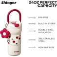 thumbnail image 4 of Sidagar 25 fl oz Stainless Steel Insulated Water Bottle with Handle, Leakproof Straw Lid, Red Cherry, 4 of 11