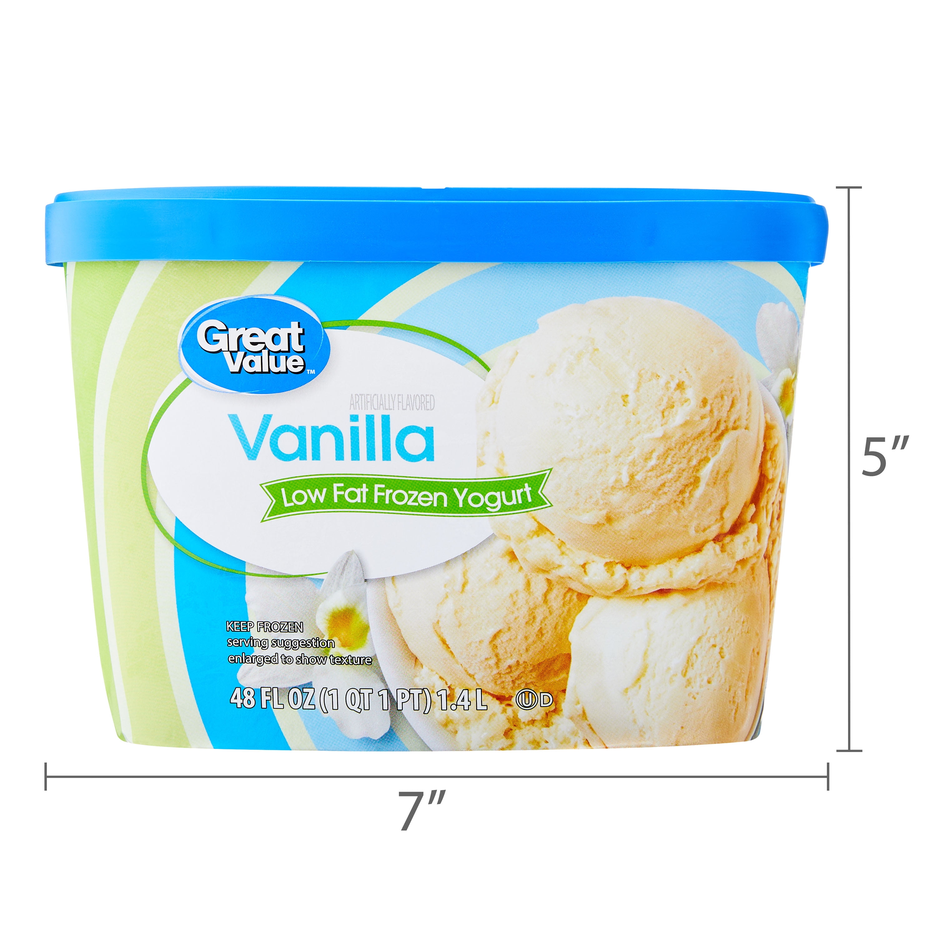 Great Value Vanilla Low Fat Frozen Yogurt, 48 fl oz, Creamy and