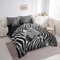 thumbnail image 3 of Homewish Geometric Zebra Striped 7-Piece Bedding Comforter Set,Wild Animal Zebra King Bedding Sets,White Black Bed Sheets For Boys Teens,Luxury Bedroom Decor Reversible, 3 of 8