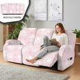 thumbnail image 4 of ZIATUBLES Recliner Sofa Covers Stretch Reclining Couch Slipcovers, Paw Love Heart Pink Printed Recliner Chair Cover for 3 Seat Furniture Protector with Side Pockets for Pets, 4 of 9