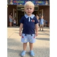 thumbnail image 6 of BemeyourBBs Toddler Baby Boys Back to School Outfit Baby First Day of School Outfits 2 3 4 5 6 7 Years Short Sleeve Embroidery Alphabet Shirt Plaid Shorts Set Toddler Boy Kindergarten Summer Outfit, 6 of 9