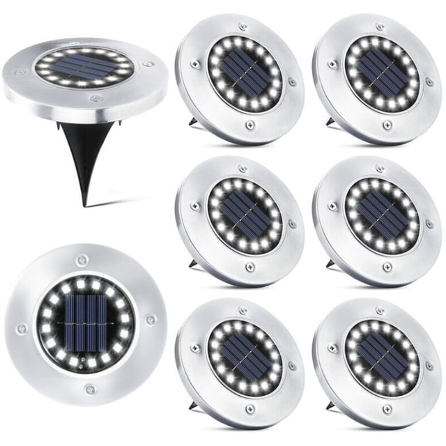 16 LED Solar Lights Outdoor - 8 Pack Waterproof Garden Spotlights for Pathway, Terrace, Lawn, Compatible with Philips