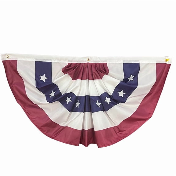 Patriotic American Pleated Fan Flag 18x35 Inches, American 250th Anniversary Decorations for 4th of July Indepence Day Bunting Flag Home Yard Outdoor Decor