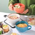 thumbnail image 4 of EIGTHTAIL Green Vintage Large Coffee Mug Large Soup Bowl  24 oz Coffee Mug Big with Handle Coffee Mug  Giant Coffee Mug  Ceramic Soup Bowl with Lid Microwave Safe, 4 of 7