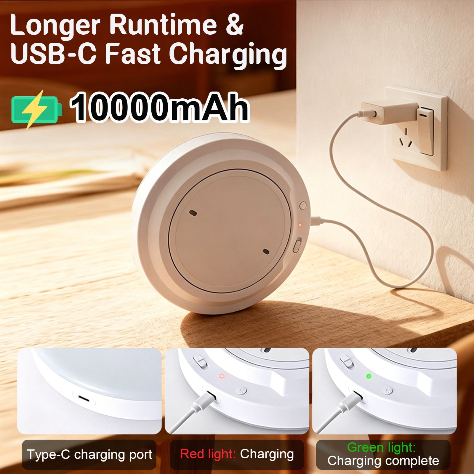 Rechargeable Microwave Motion Sensor Ceiling Light with Remote, Dusk to Dawn, 5m/360° Range, Dimmable Wireless Wall Lights for Living Room, Bedroom, Kitchen, Hallway, Garage