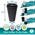 thumbnail image 4 of Rolling Sands USA Made 16 oz Reusable Coffee Cups with Lids 24 Pk, To Go Travel Cups, Hot or Cold Drinks, Dishwasher and Microwave Safe, Black and White Mix, 4 of 9