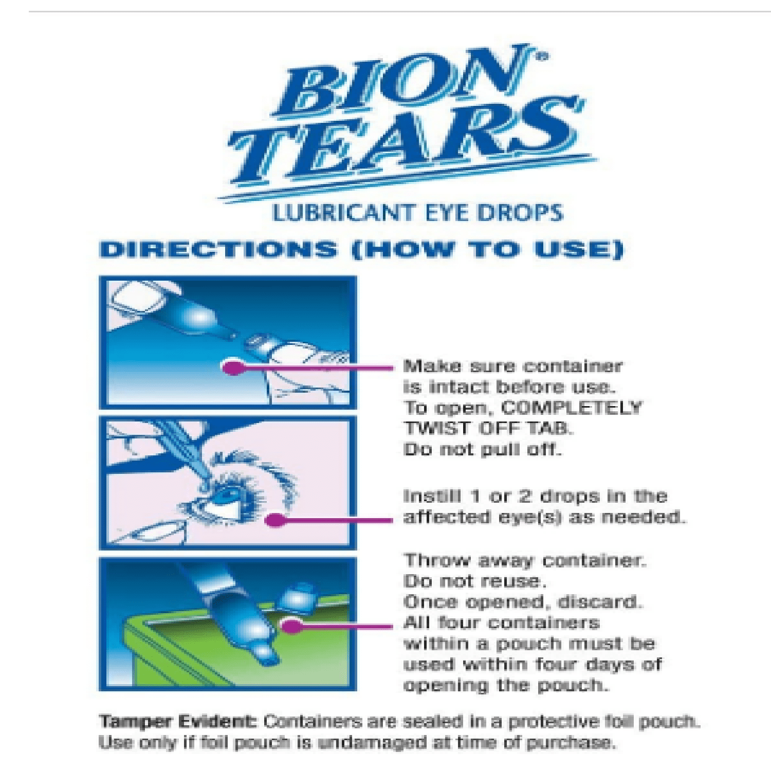 Bion Tears Lubricant Eye Drops Help Relieves Dryness, 28 Vials - 2 Pack