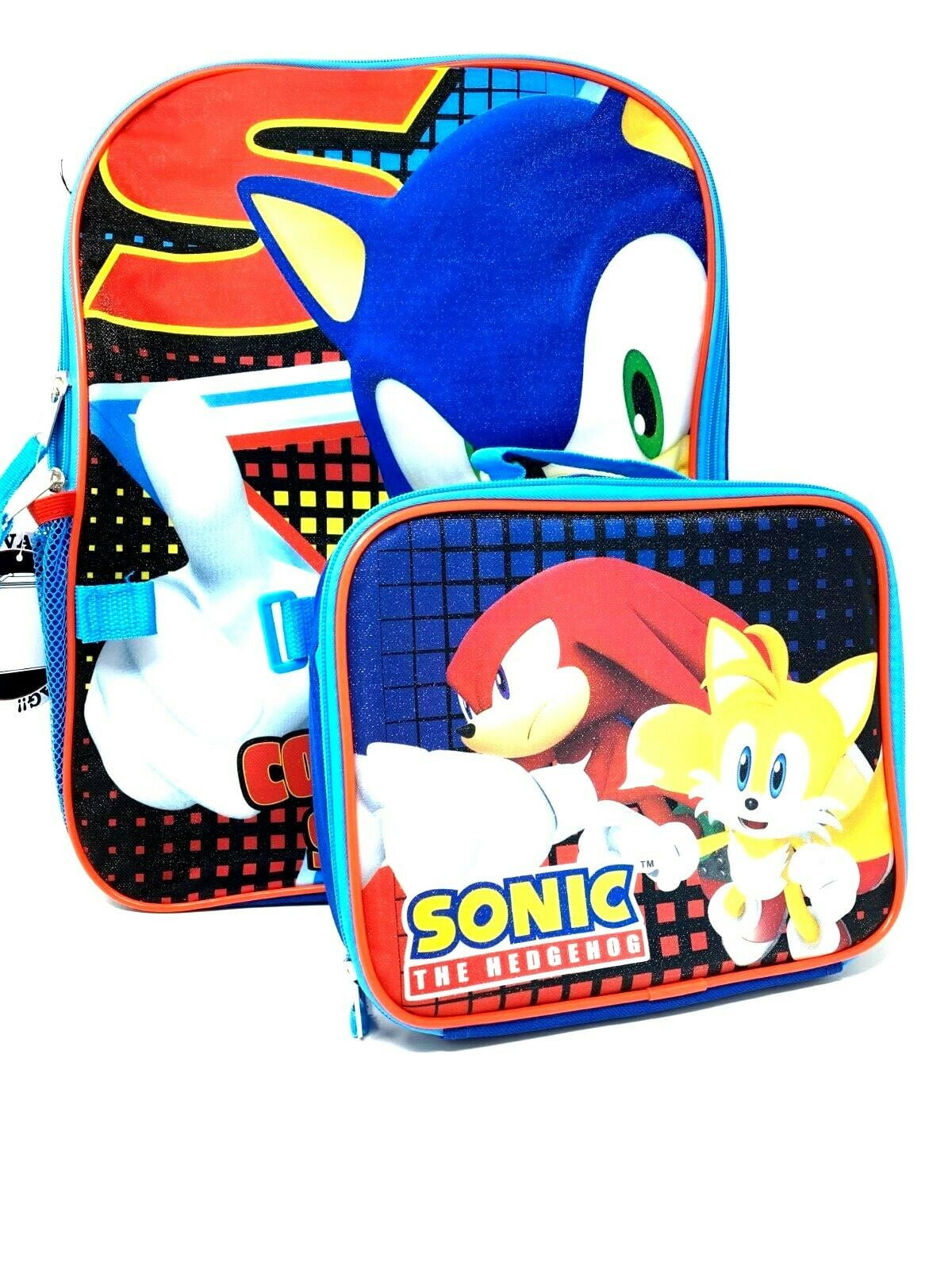 Hedgehog Sonic Kids Schoolbag Set Boys Backpack Insulated Lunch Bags Pen Bag LOT 