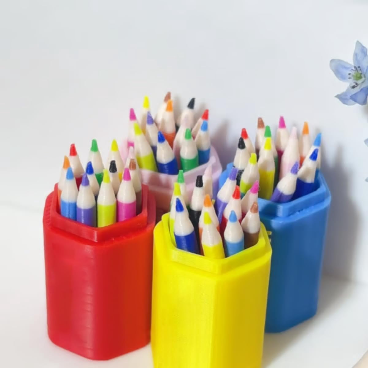 4 Set Mini Colored Pencil Set with Red Storage Case, Tiny Dollhouse Desk Accessories for Miniature Scenes, Realistic Micro Stationery for Doll Room Classroom DIY Craft Gift(wwx)