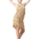 thumbnail image 5 of Vestido con borlas de lentejuelas para mujer, vestido con flecos en capas para Club Samba, puesta en escena Oro, 5 of 8