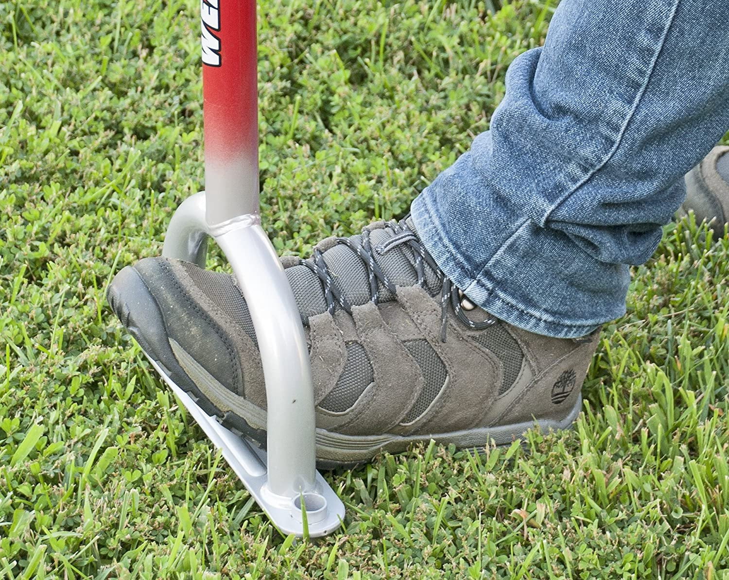 Garden Weasel Core Lawn Aerator - Comfort Grip Handle, Carbon Steel - Red