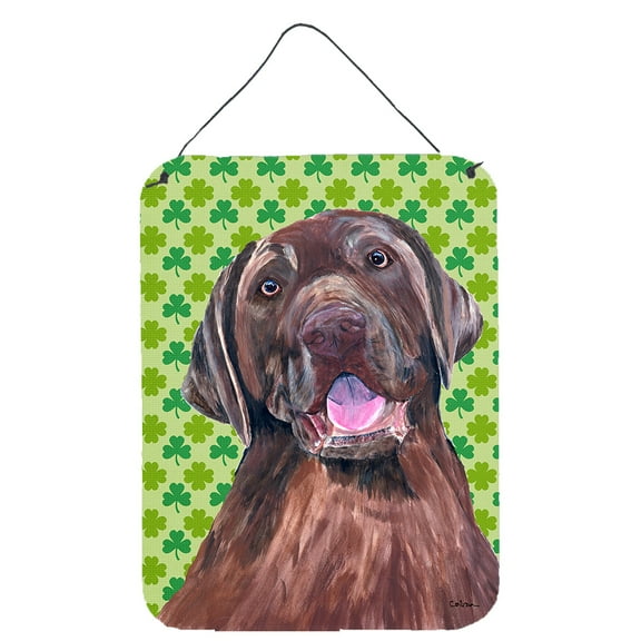 Labrador Chocolate St. Patricks Day Shamrock Portrait Wall or Door Hanging Prints