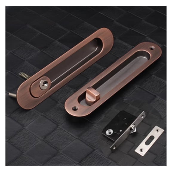 Sliding Door Sliding Door Lock Safety Lock, Barn Door Cabinet Embedded Hardware Suit Wood Door Handle Interior Door Furniturelock ,Easy to Install
