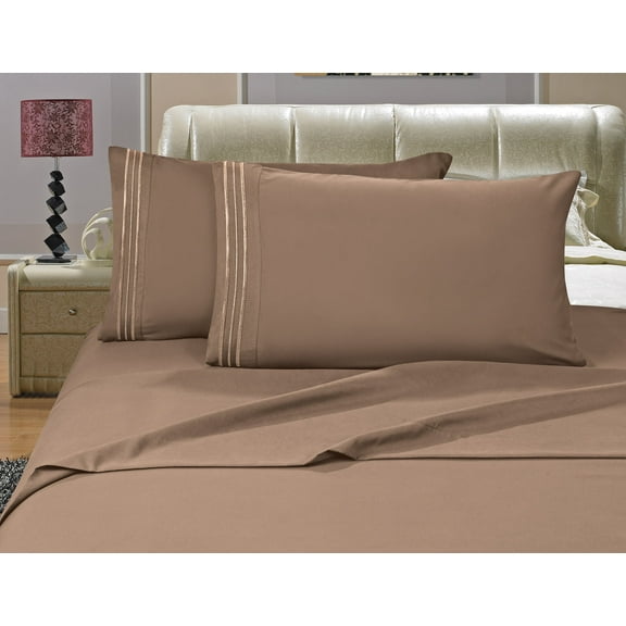 Elegant Comfort? 1500 Series t Egyptian Quality Microfiber Deep Pocket Bedroom Sheet Set, Queen Taupe