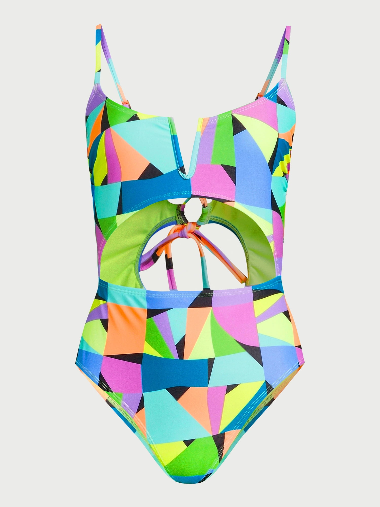 No Boundaries Women's Cutout V-Wire One-Piece Swimsuit, Sizes XXS - XXL