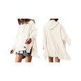 thumbnail image 3 of Sudadera con Capucha Extragrande para Mujer, Jersey con Mangas Murciélago y Cuello Redondo, Jersey con Diseño de Gofre Crema M, 3 of 7