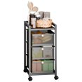 thumbnail image 3 of 4/5/6 Tiers Slim Rolling Storage Cart, Fruit Vegetable Storage Cart, Narrow Metal Storage Cart with Pull-Out Basket, Fruit Vegetable Metal Wire Shelf for Living Room, Kitchen-Black,Four Layer, 3 of 8