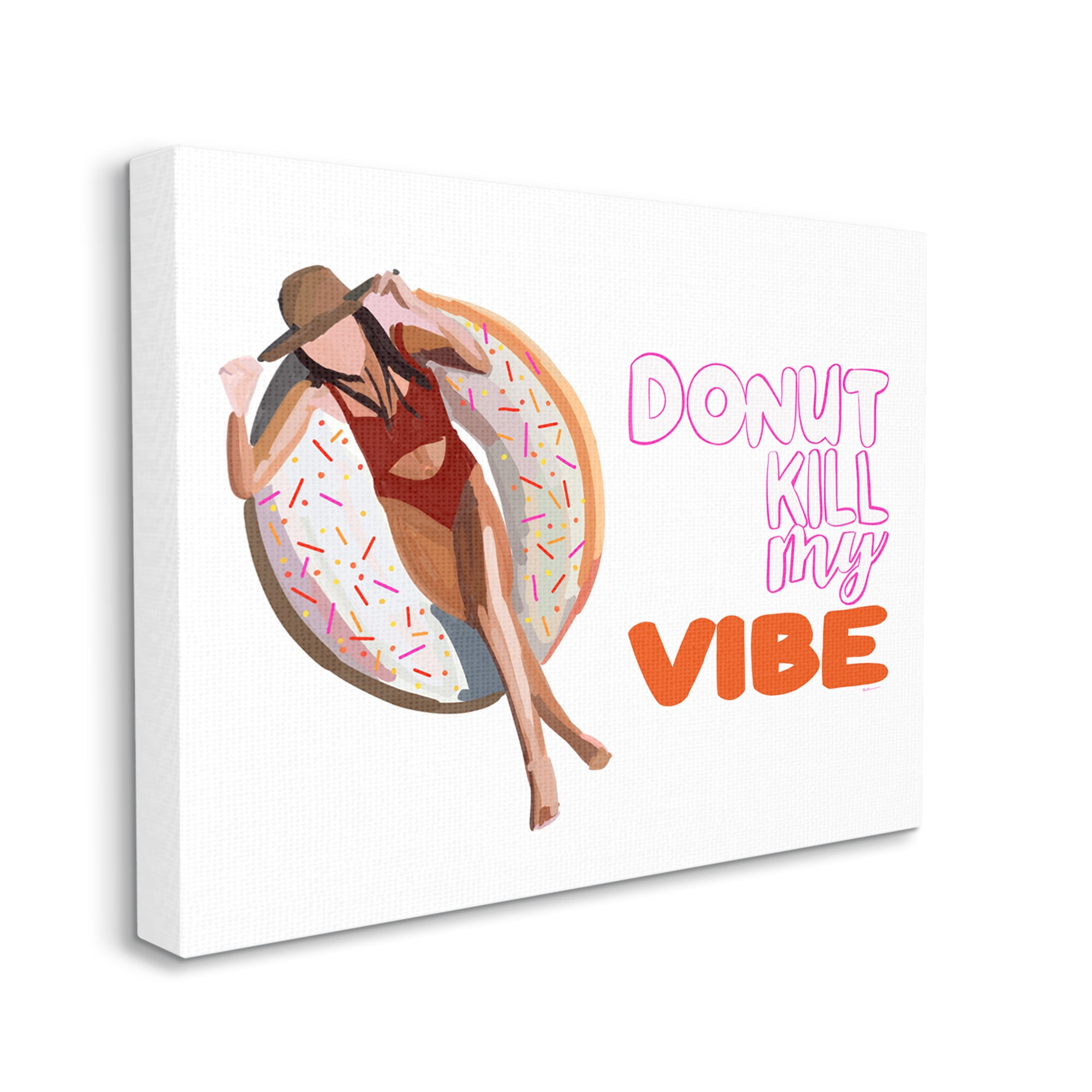 Stupell Industries Donut Kill My Vibe Relaxing Pool Float Girl Graphic Art Gallery Wrapped Canvas Print Wall Art, Design by Amelia Noyes