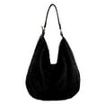 thumbnail image 2 of Zunfee Affordable Furry Hobo Bag for Women - 100% Polyester, Faux Leather Strap, Black, Free Size, Eco-Friendly, Casual Shoulder Bag for Daily Use, 2 of 7