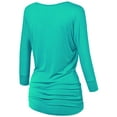 thumbnail image 2 of Made by Johnny Women's V-Neck 3/4 Sleeve Dolman Top with Side Shirring XXXL JADE, 2 of 6