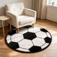 thumbnail image 6 of Football Shaped Round Area Rug,31.5in Soft Fluffy Sports Theme Floor Mat,Non Slip Circular Carpet for Bedroom Living Room Entryway Home Indoor Sports Style Decor, 6 of 6