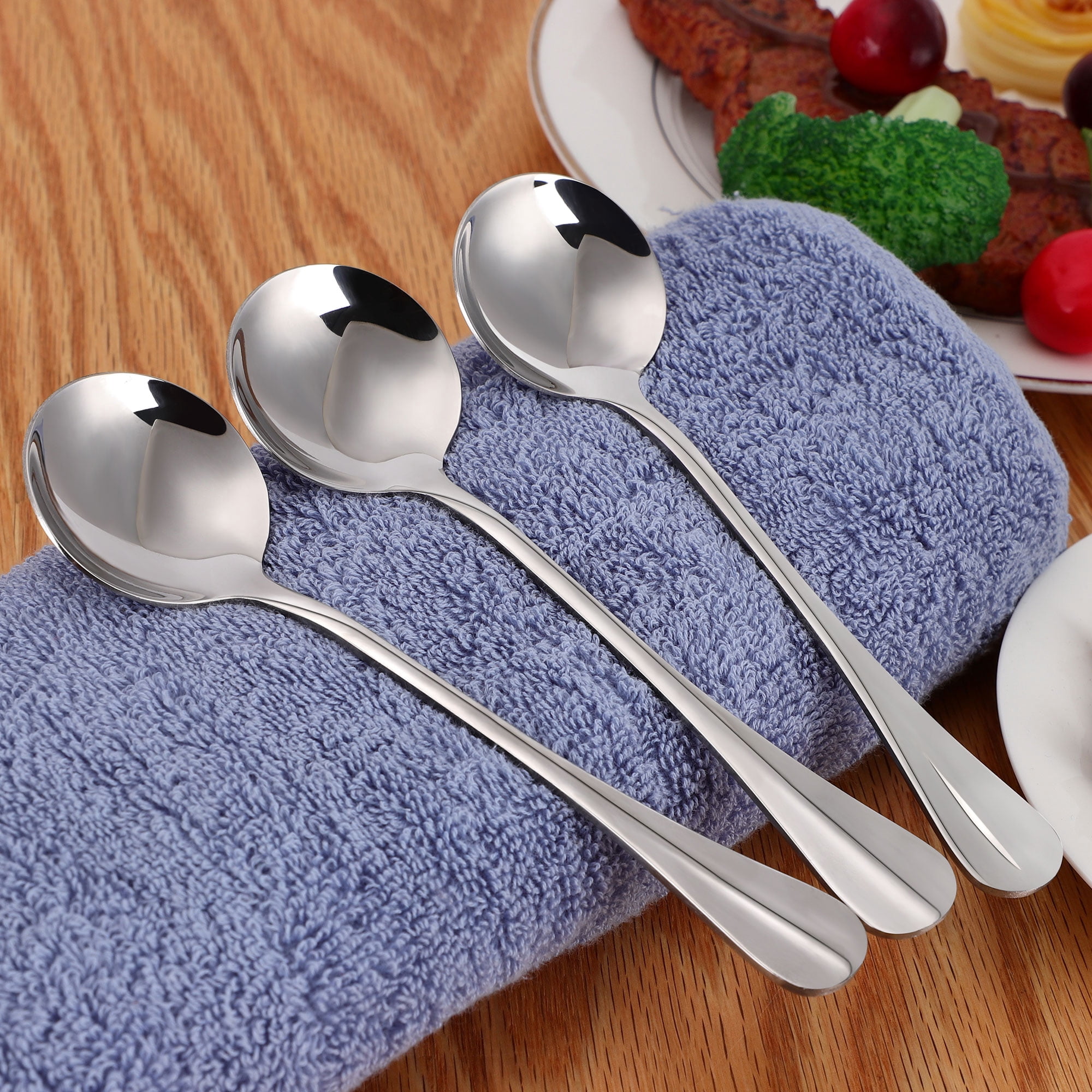 Unique Bargains Stainless Steel Household Kitchen Tableware Spoon 8pcs