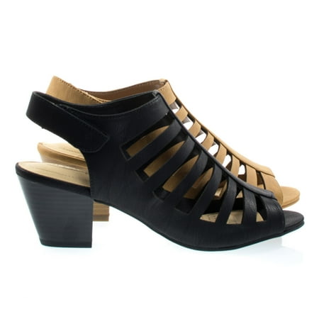 Comfort Dress Sandals - Anakin by City Classified, Comfort Foam Pad T-Strap Cage Dress Sandal, Gladiator Chunky Block Heel