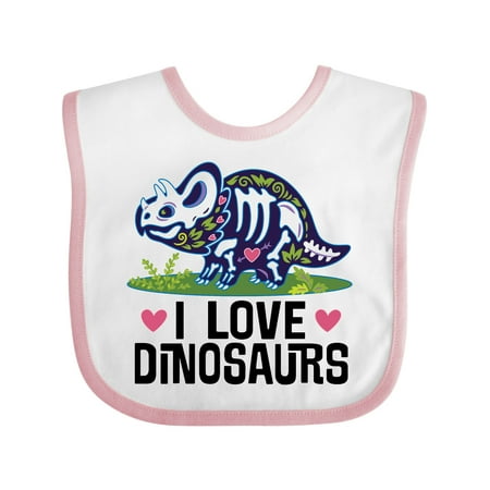 

Inktastic Girl Dinosaur I Love Dinosaurs Gift Baby Girl Bib
