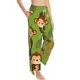 thumbnail image 2 of Sigee Monkeys Swinging from Palms Print Women's Soft Pajama Pants - Breathable and Comfortable Lounge Sleep Bottoms with Elastic Waistband and Pockets-Small, 2 of 9