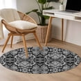 thumbnail image 4 of Round Rugs 4Ft, Black and White Round Area Rug Washable Indoor Throw Carpet, Modern Luxurious Geometric Abstract Art Soft Non Slip Circle Rug for Kitchen Nursery Room Home Decor Aesthetic, 4 of 8