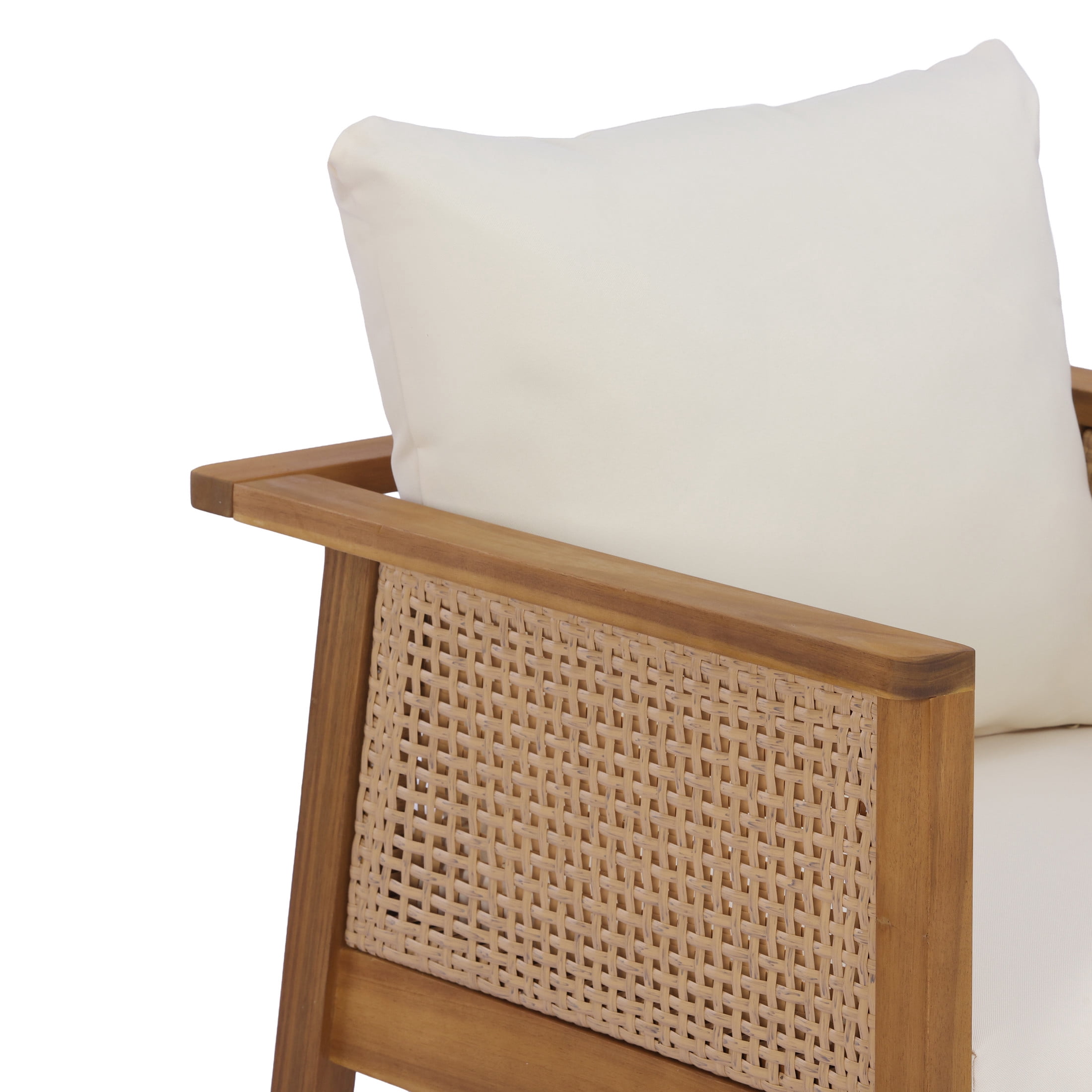 Christopher Knight Home 7-Piece Patio Expandable Dining Set, Wood Table and Wicker Chairs with Cushions, Teak