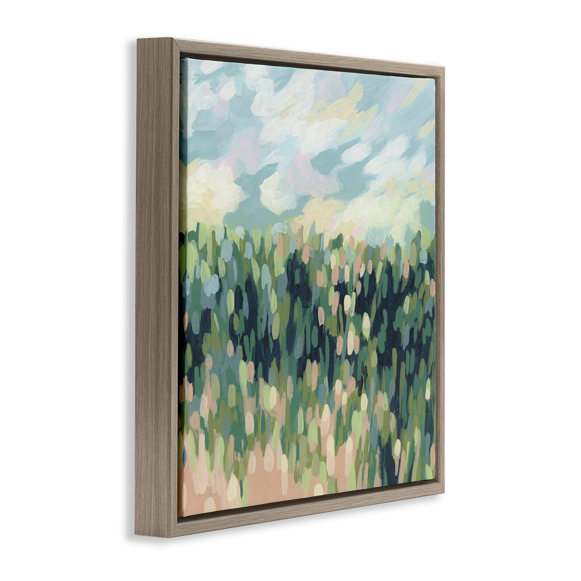 Stupell Industries Abstract Rural Meadow Landscape & Nature Painting Brown Floater Framed Canvas Art Print Wall Art, 25 x 25