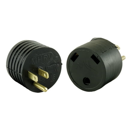 JR Products M-3024-A 15M Offset Electrical Adapter - 15 Amp Male to 30 Amp Female