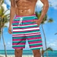 thumbnail image 2 of ZCFZJW Men's Hawaiian Beach Shorts Big and Tall Regular Fit Elastic Waist Drawstring Swim Trunks Lightweight Summer Casual Striped Print Shorts with Pocket Purple XXXXXL, 2 of 5