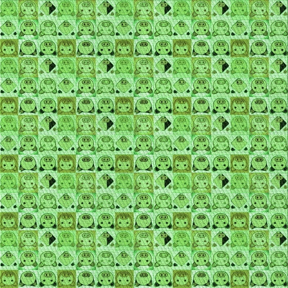 Ahgly Company Machine Washable Indoor Square Transitional Dark Lime Green Area Rugs, 8' Square