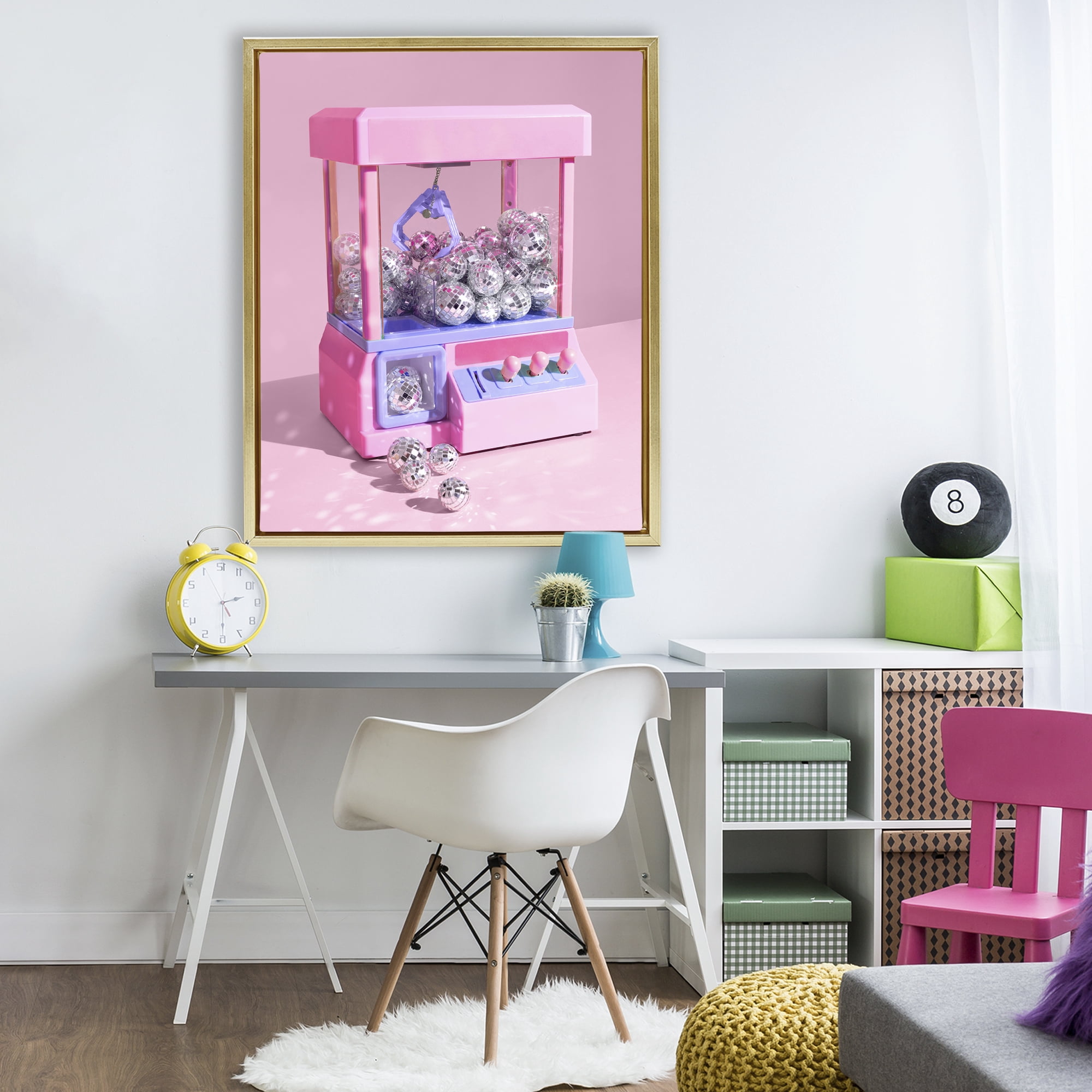 Stupell Industries Disco Ball Claw Machine Gold Framed Floater Canvas Wall Art, design by LISH Creative